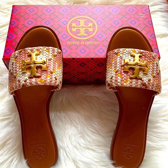 NWT Tory Burch Everly slide - Woven Nappa Leather size 8 - Picture 1 of 6